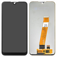 Дисплей для Samsung A015 / M015 (A01 / M01) в сборе с тачскрином черный (широкий коннектор)